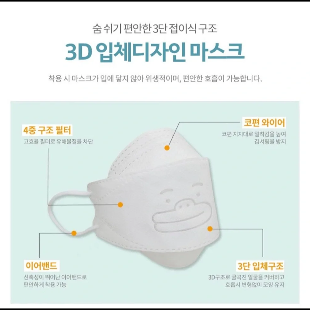 Toddler Mask Kakao Friends Face V Mask KF94 29 Masks White